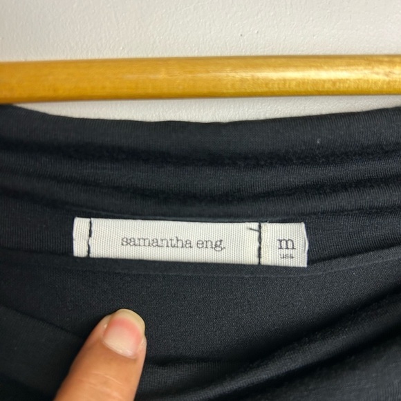 Samantha Eng Midi Dress M Black Stretchy Modal cotton Asymmetrically 
Lagenlook - Picture 3 of 8